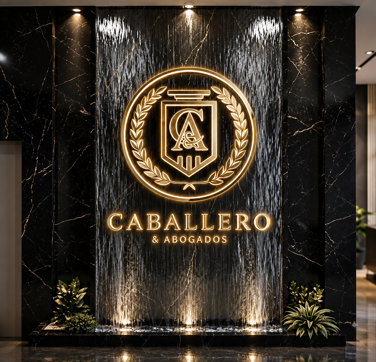 Fachada arquitectónica institucional de Caballero & Abogados
